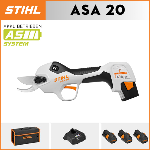 STIHL ASA20*1, liitiumaku*3, hoiukarp*1, lõikepea*1, laadija*1