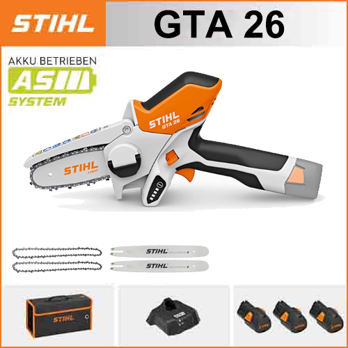 (Eripakkumine) STIHL GTA 26*1, liitiumaku*2, hoiukast*1, juhtplaat*2, kett*2, laadija*1